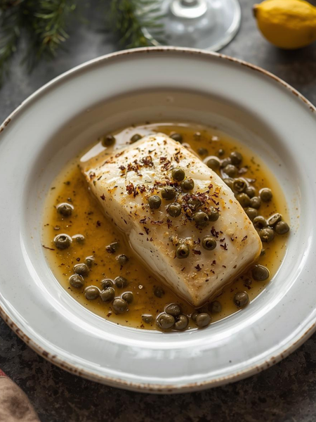 Chilean Sea Bass with Lemon Butter Caper Sauce