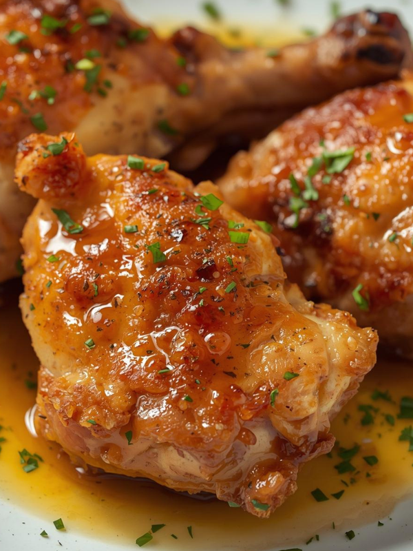 Crispy Chicken Thighs with Garlic Butter Sauce