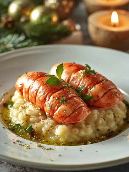 Lobster Tail Risotto with Champagne Butter