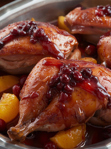 Roasted Duck Halves with Orange-Cranberry Glaze
